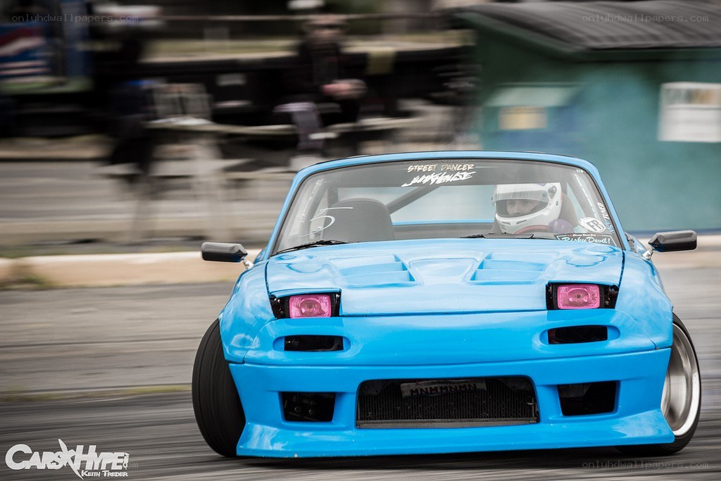 blue drift car on track