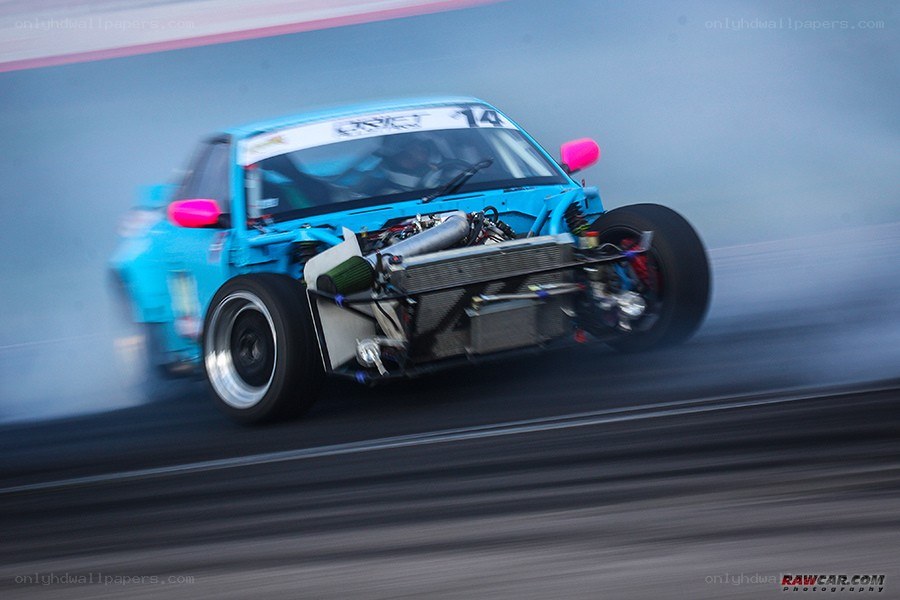 Blue drift car on track