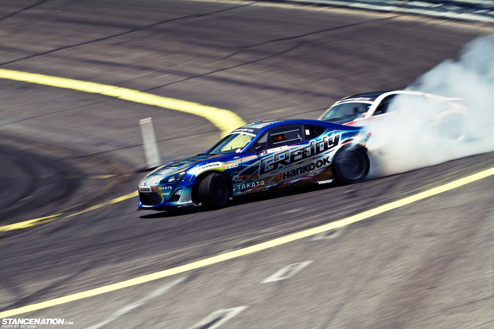Blue drift car on track