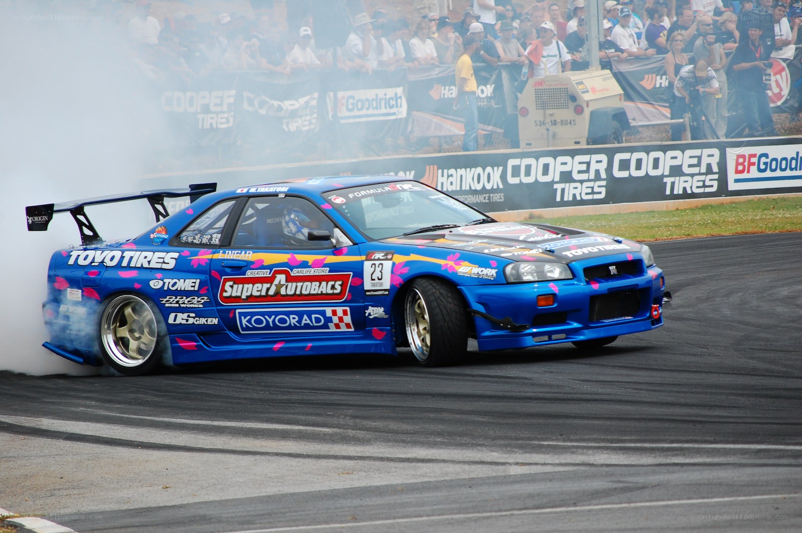 Blue drift car on track