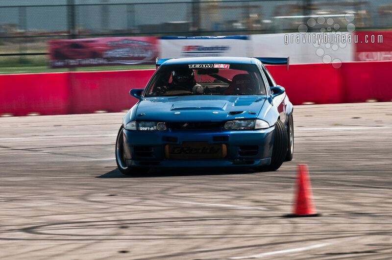 Blue drift car on track