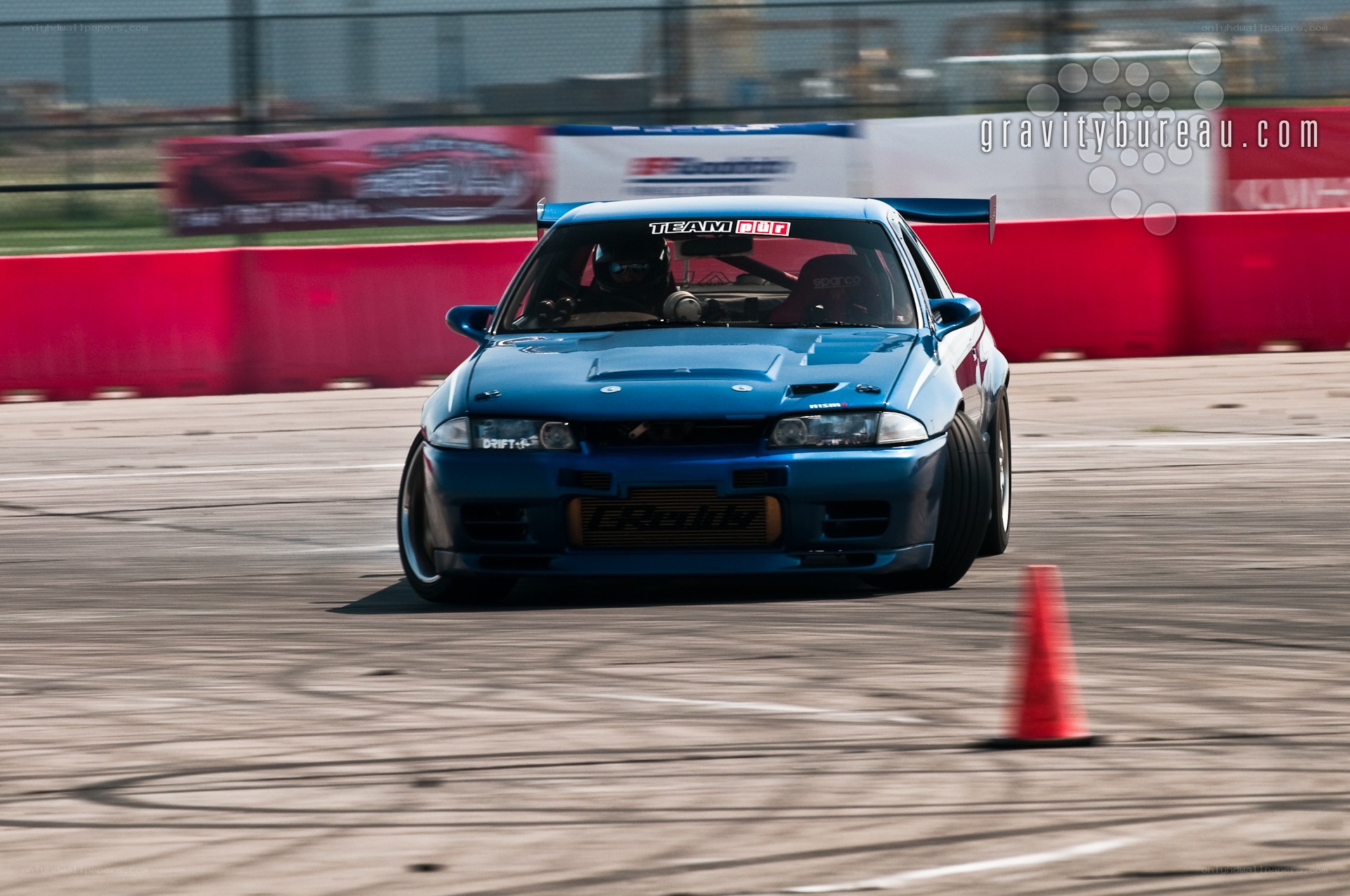 Blue drift car on track