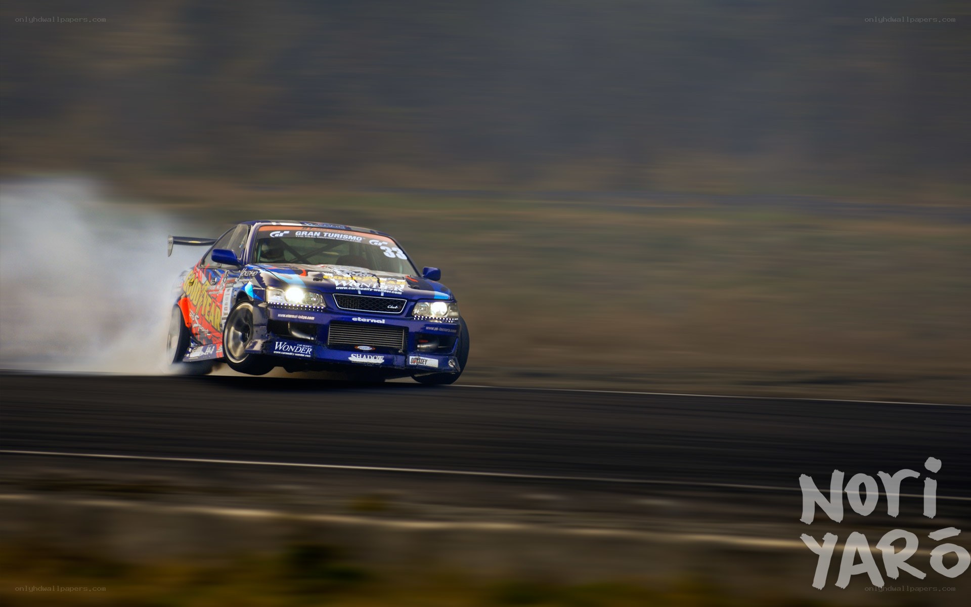 Blue drift car on track