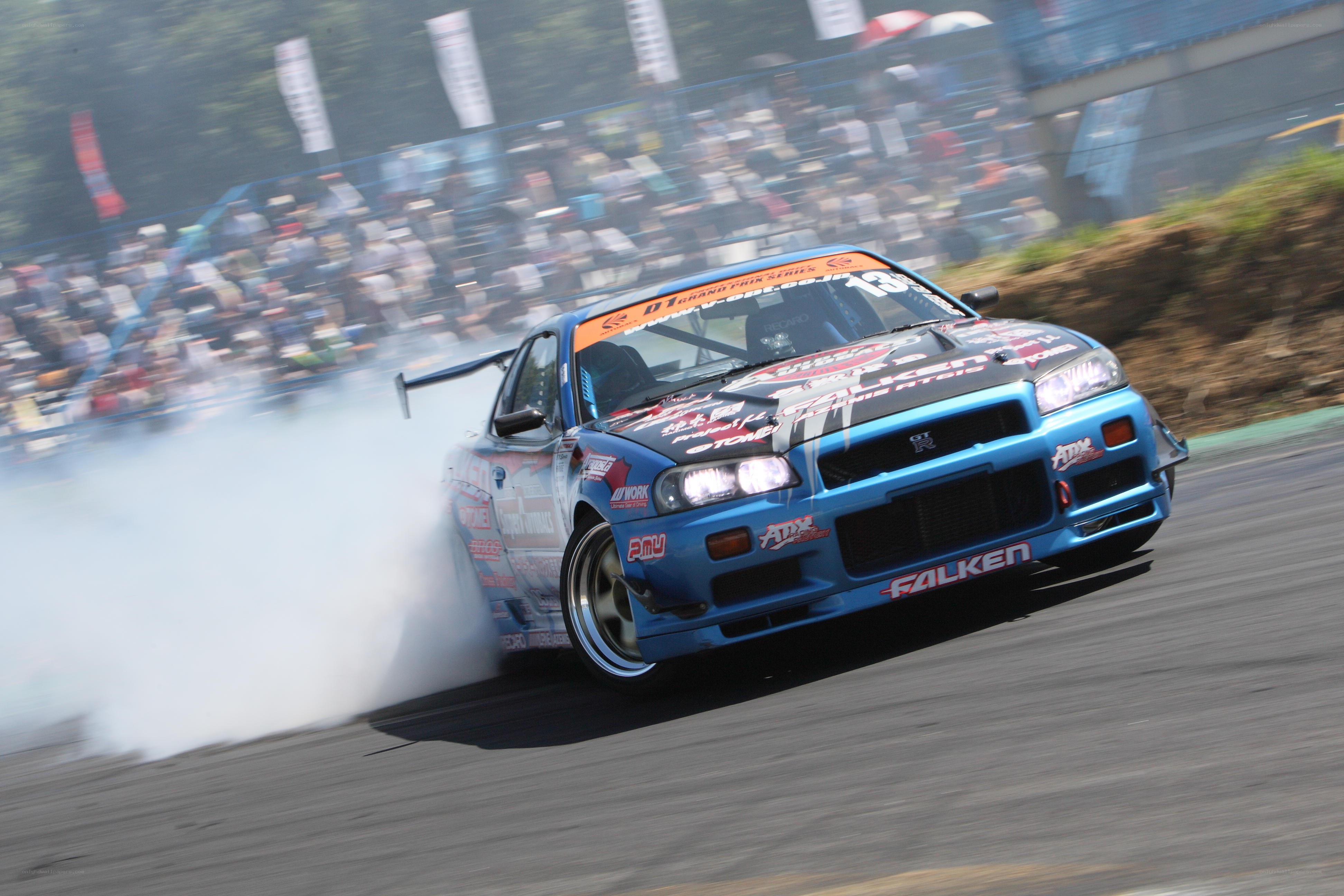 Blue drift car on track