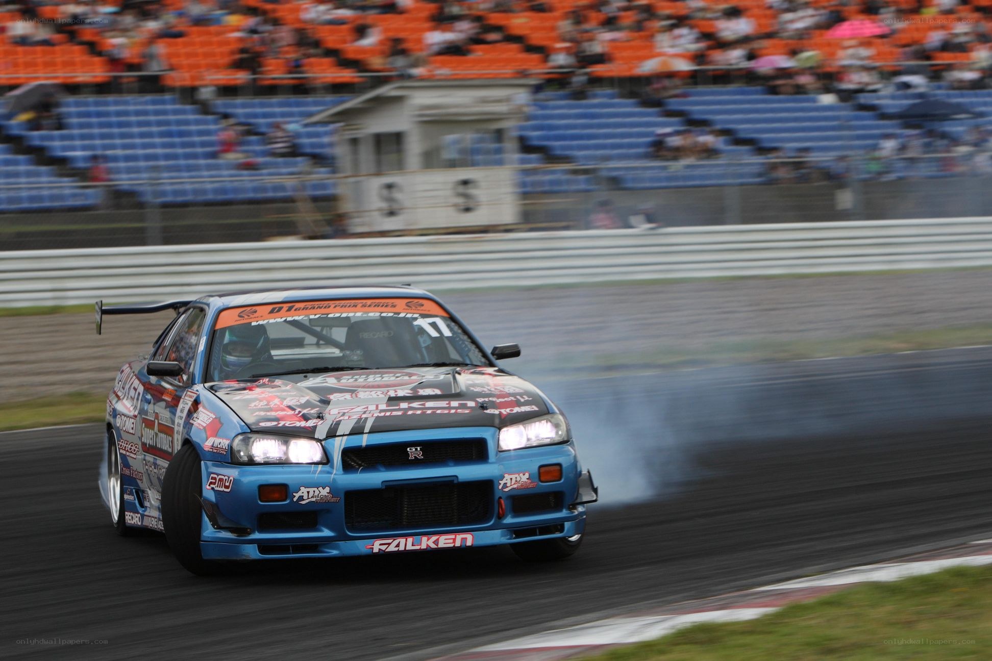 Blue drift car on track