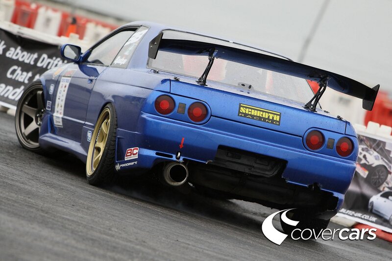 blue drift car on track
