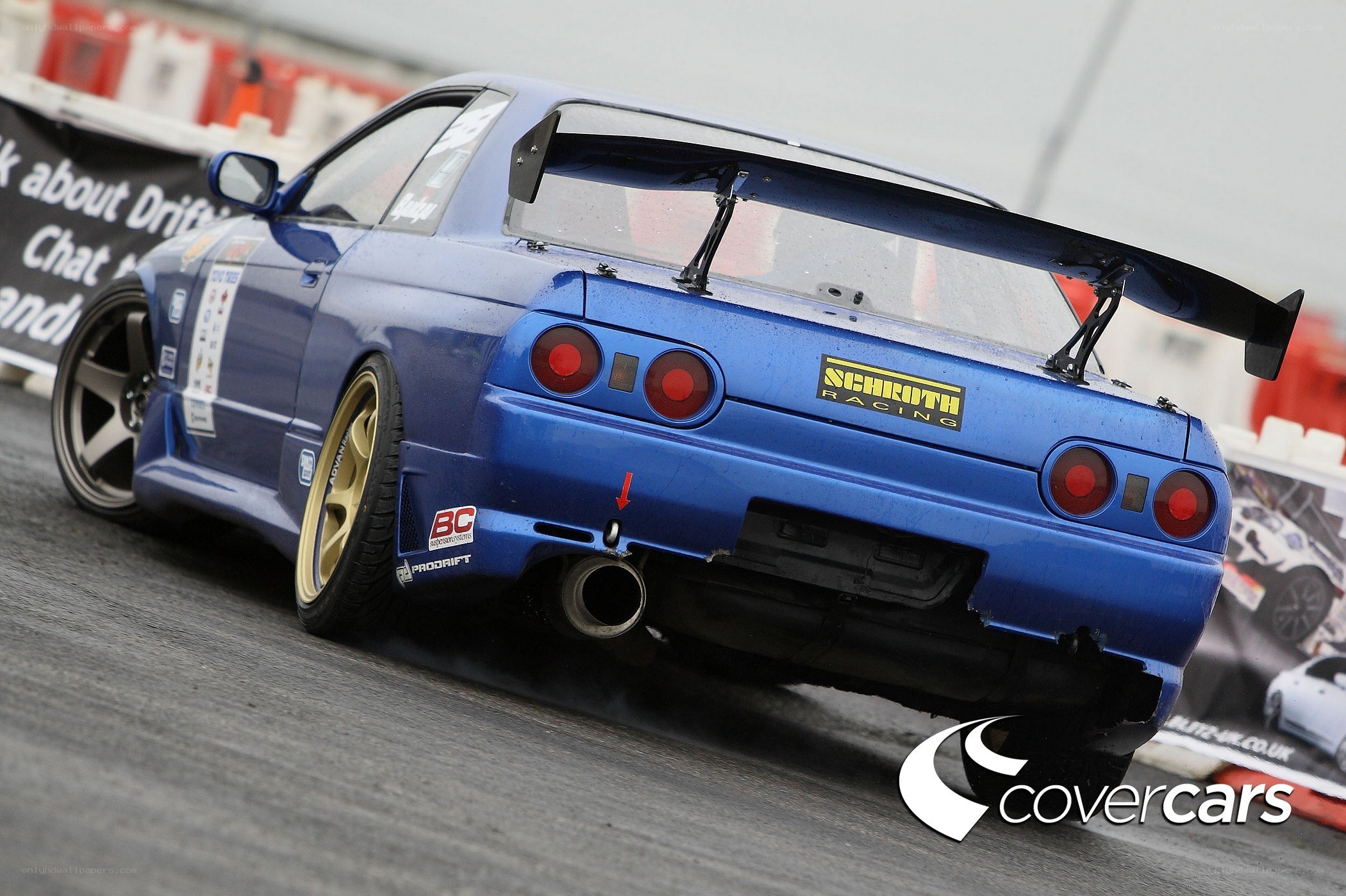blue drift car on track