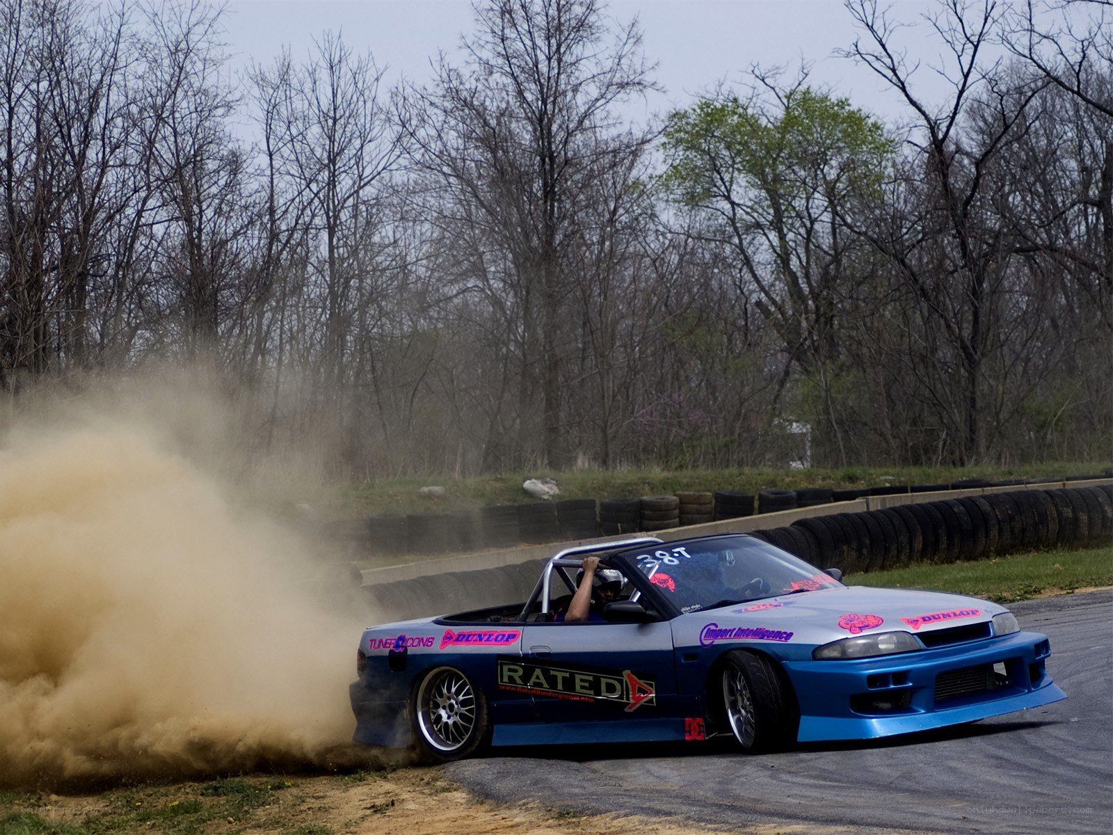 Blue drift car on track