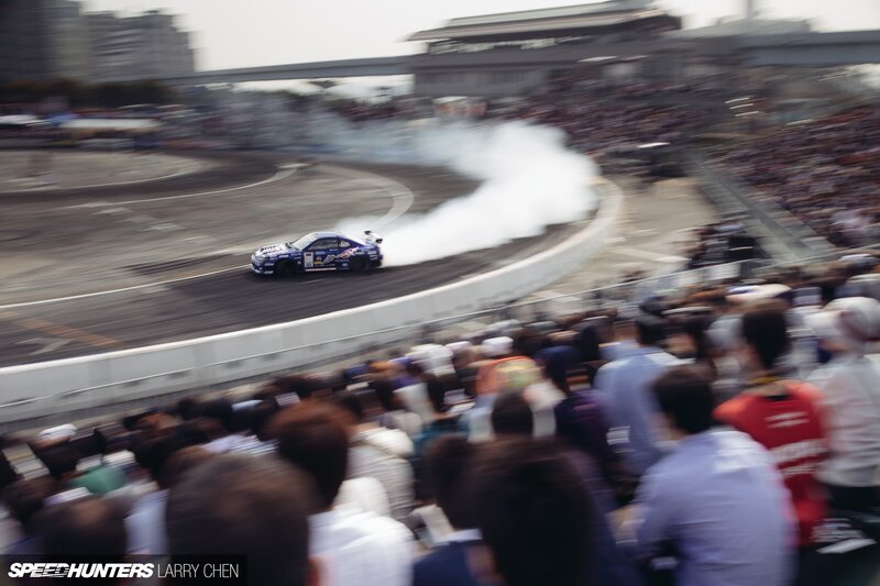 Blue Drift Car on Track — Dynamic