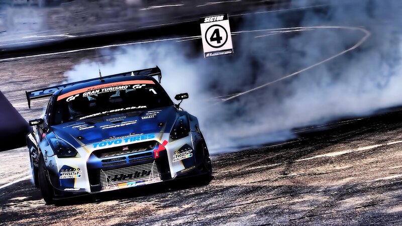 Blue Drift Race Car — Dramatic