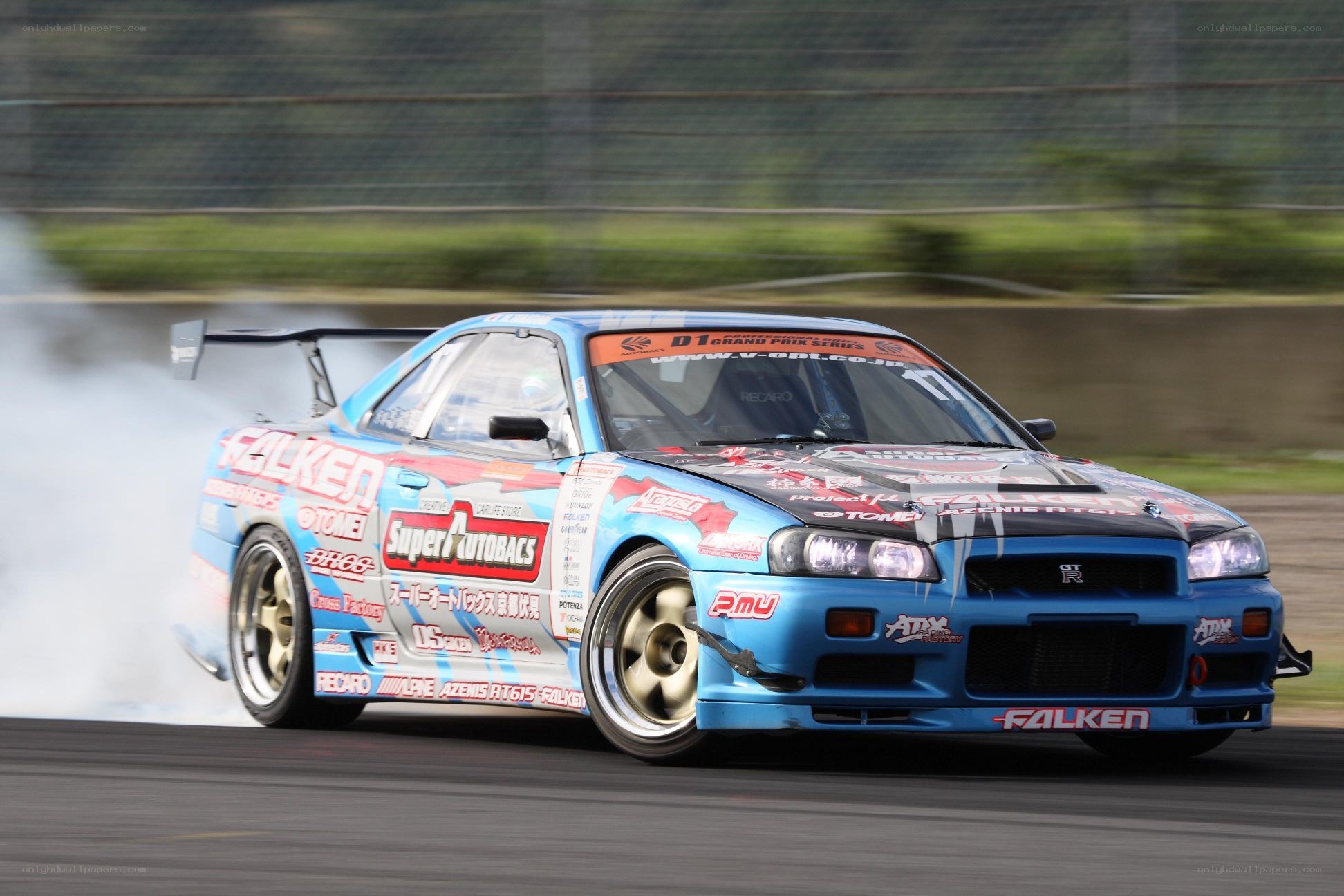 blue drift race car