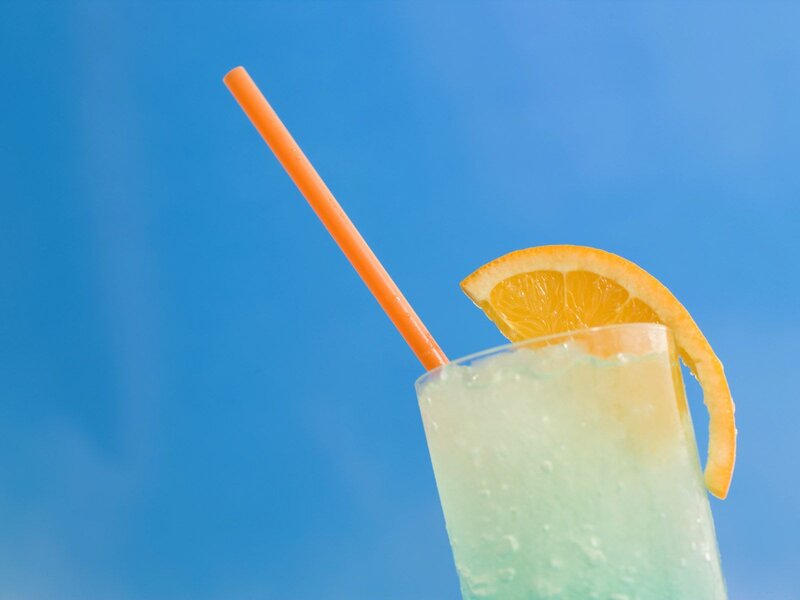 Blue Drink with Orange Slice — Refreshing, Summer