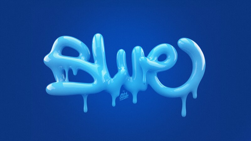 Blue Dripping Text