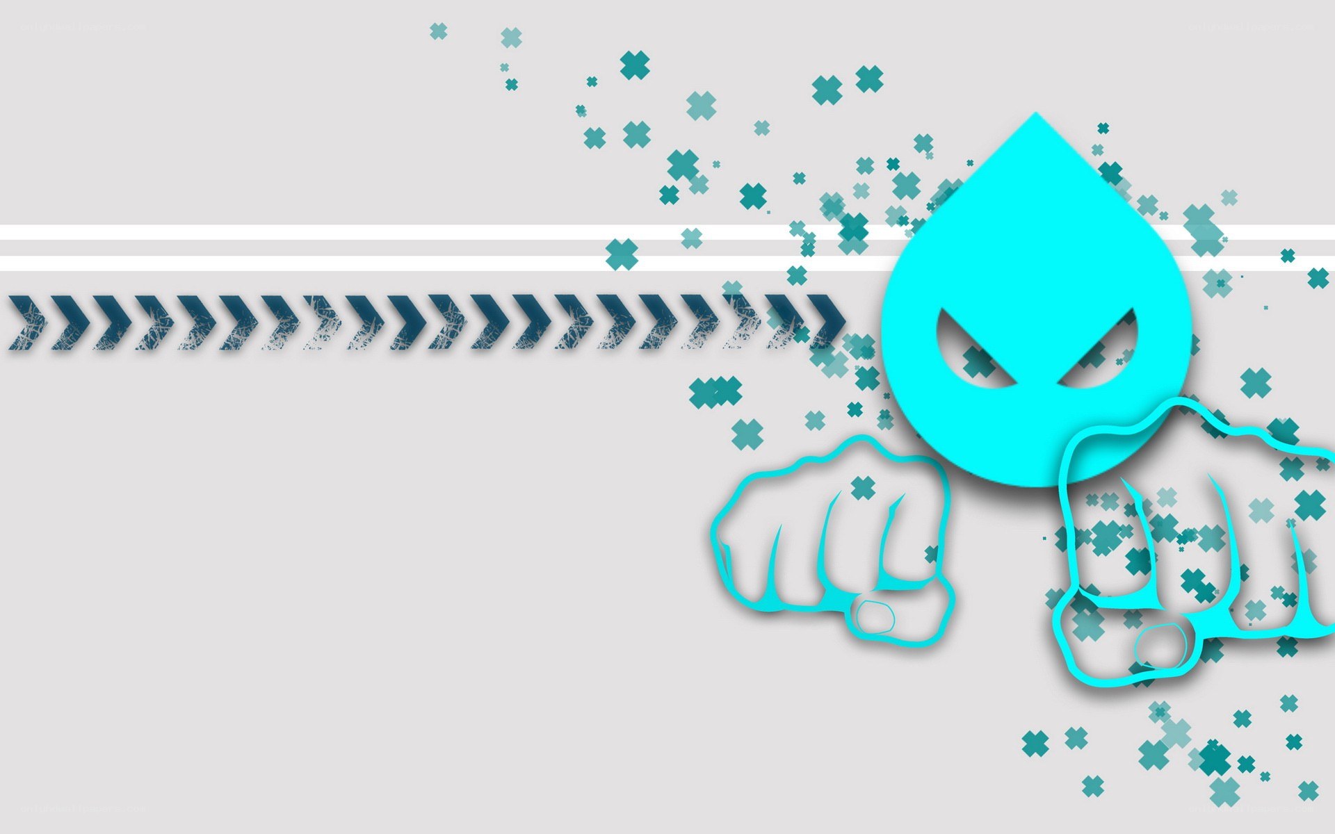 blue drop with fists