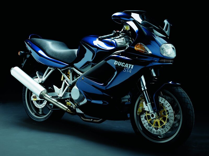 Blue Ducati ST4 motorcycle