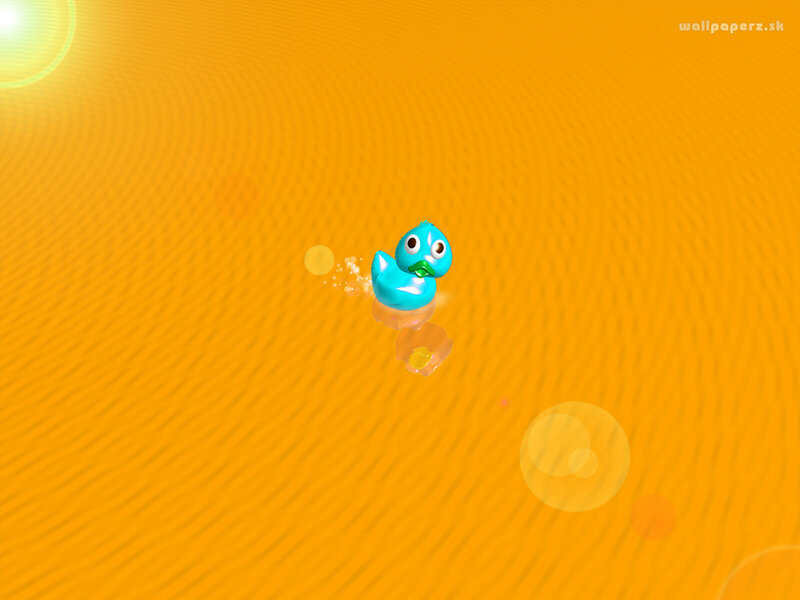 blue duck on orange background