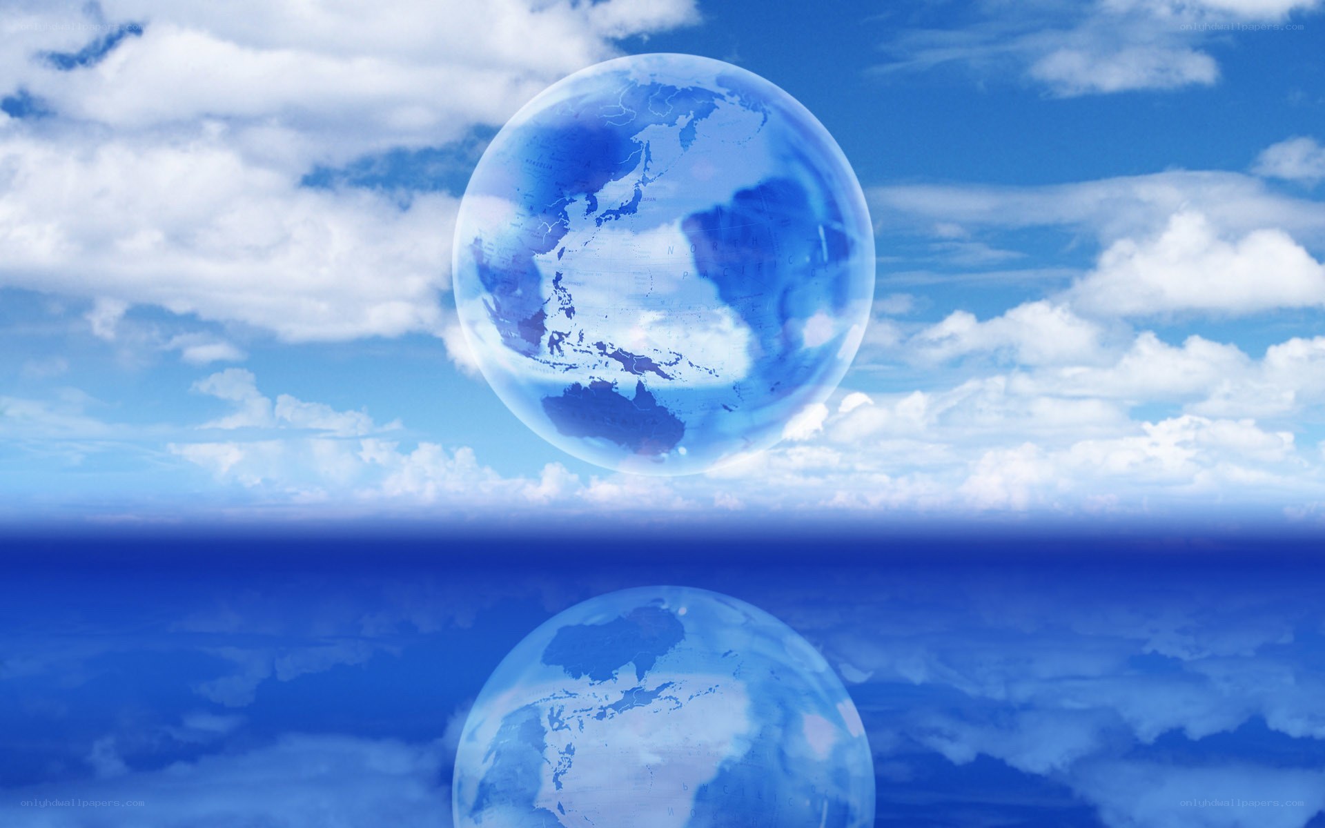 Blue Earth Globe in Sky