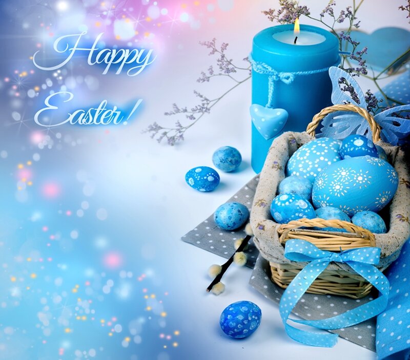 Blue Easter Eggs in Basket — Festive