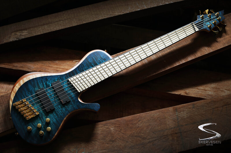Blue Electric Bass Guitar — Dramatic