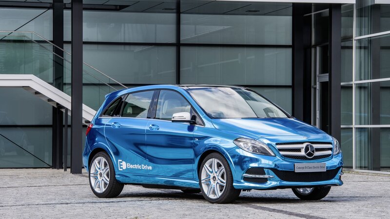 Blue Electric Car — Modern, Photograph