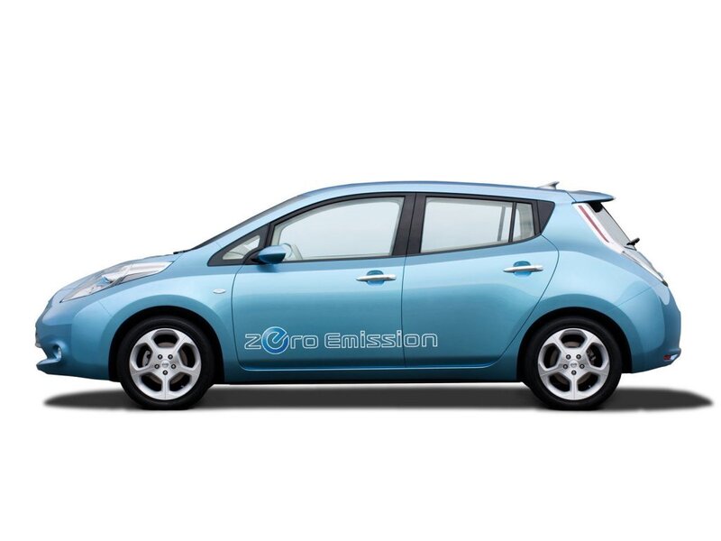 blue electric car side view