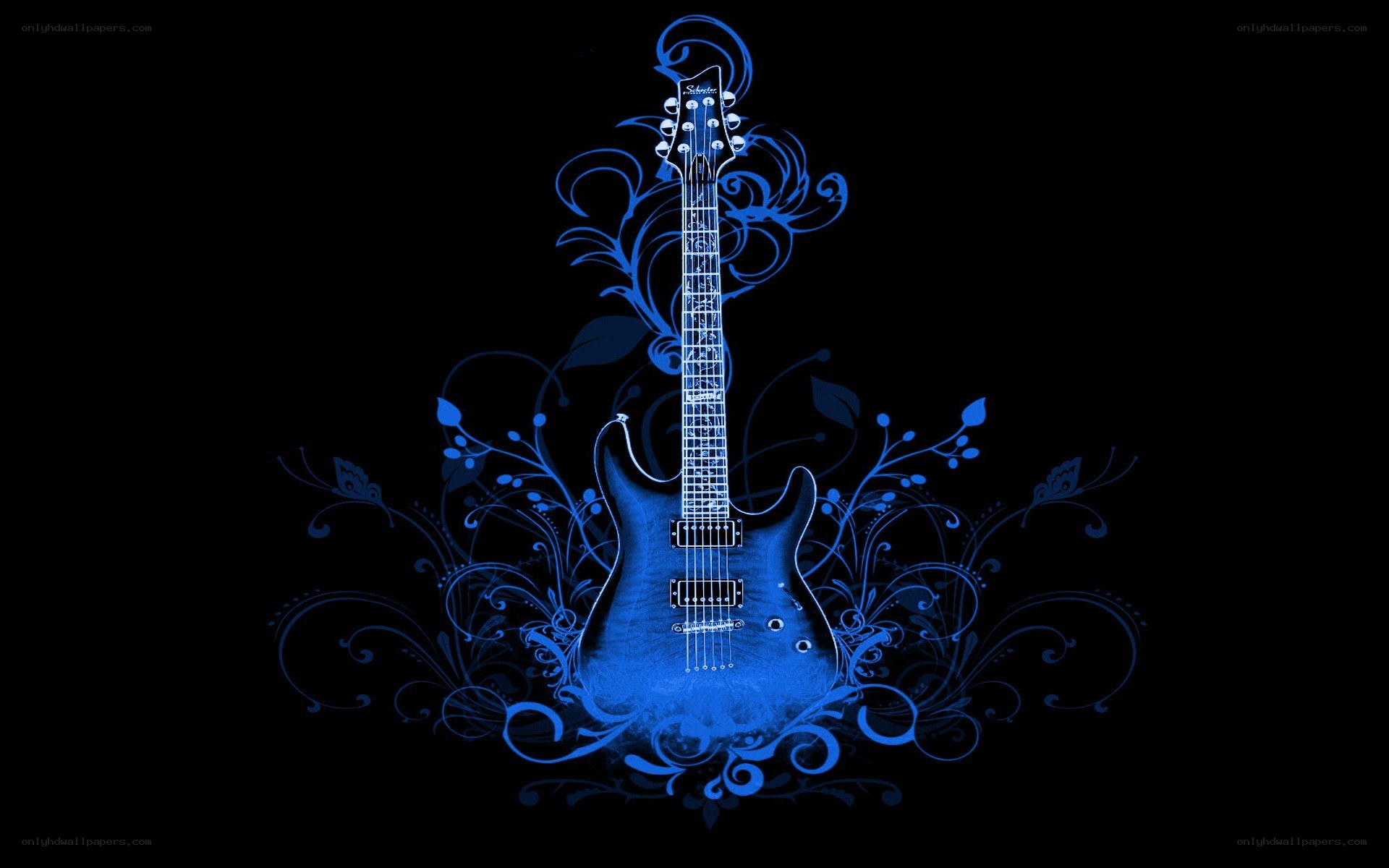 Blue electric guitar art