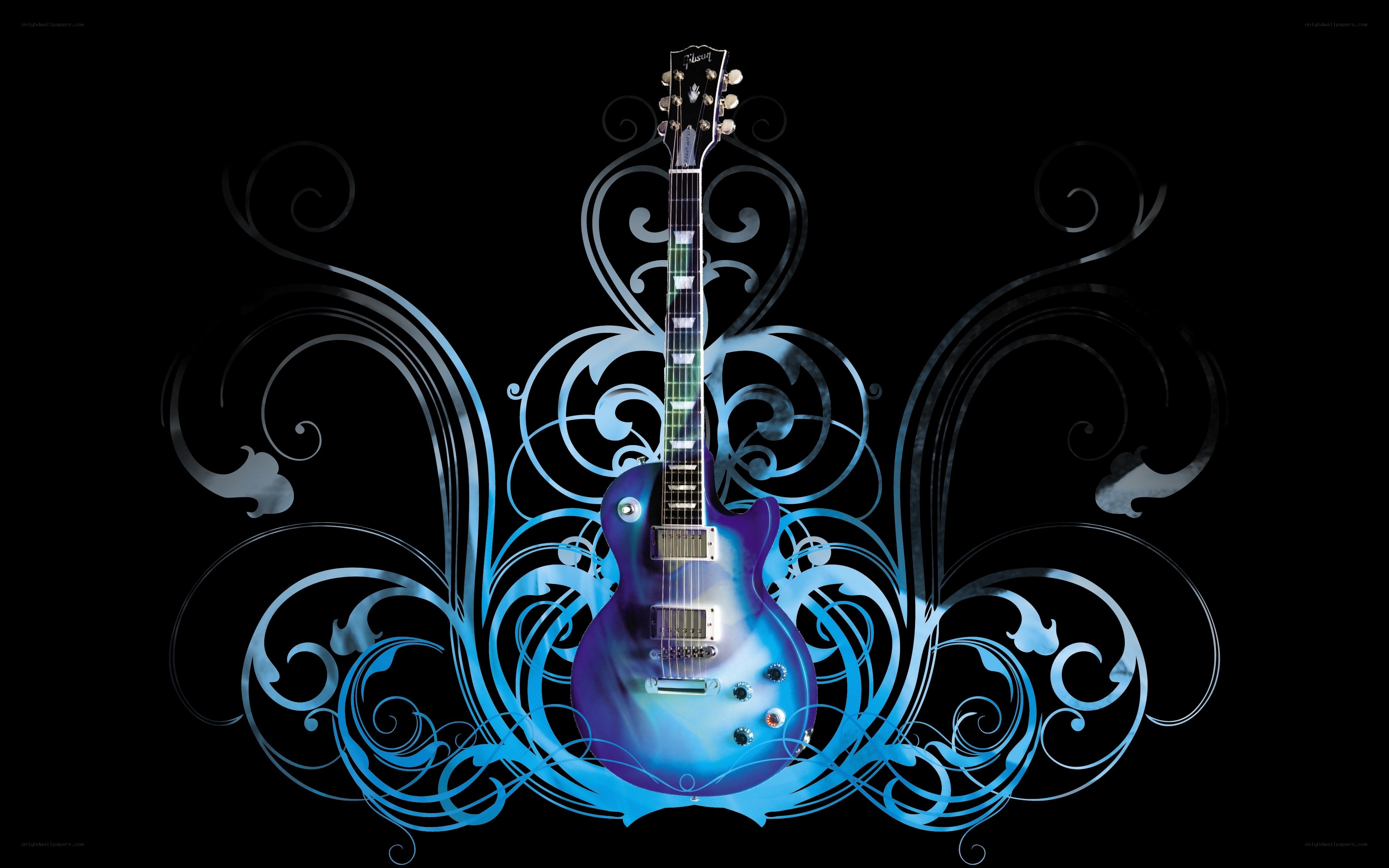 Blue electric guitar art
