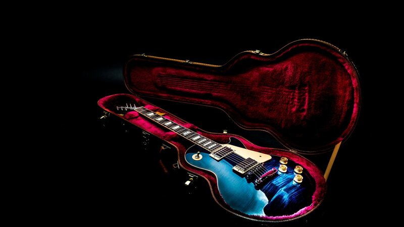 Blue Electric Guitar — Black, Dramatic