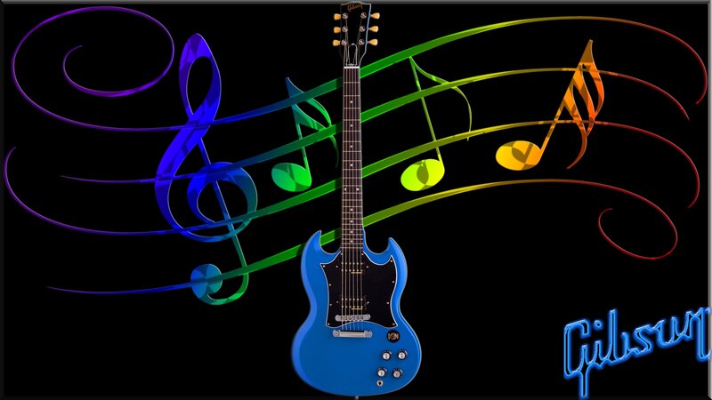 Blue Electric Guitar — Black