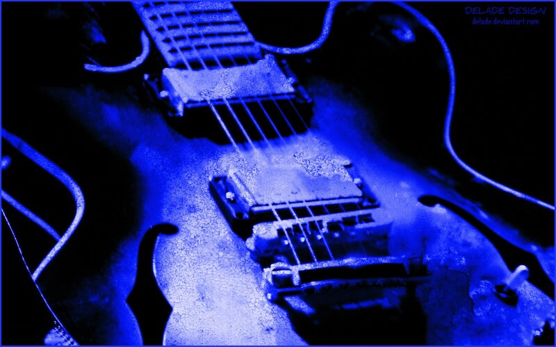 blue electric guitar close-up
