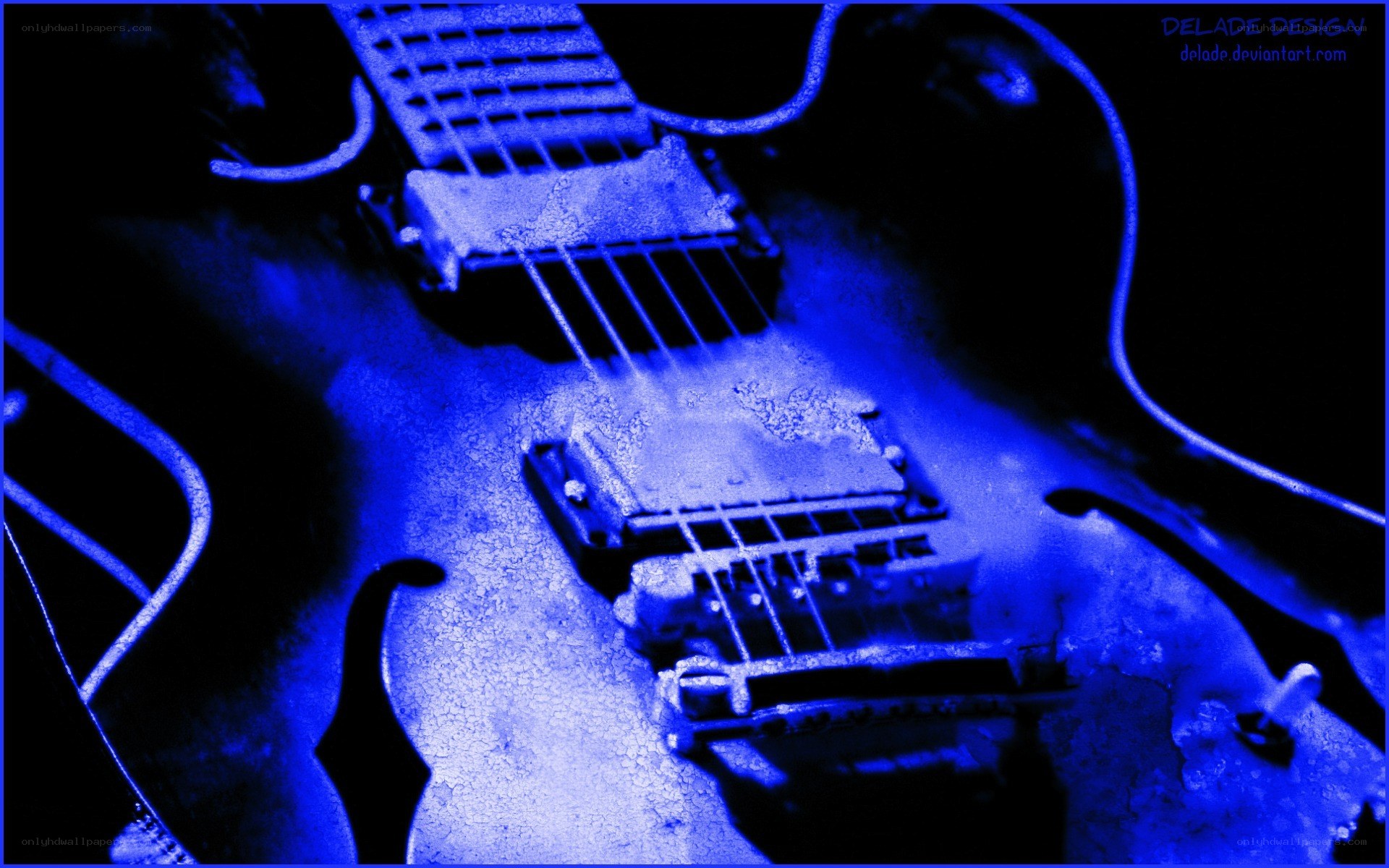 blue electric guitar close-up