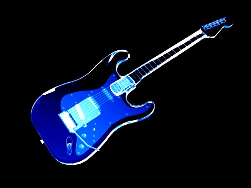 Blue Electric Guitar — Dramatic, Digital Art, Strings