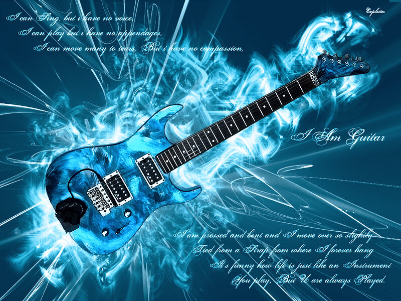 Blue Electric Guitar — Dramatic, Digital Art