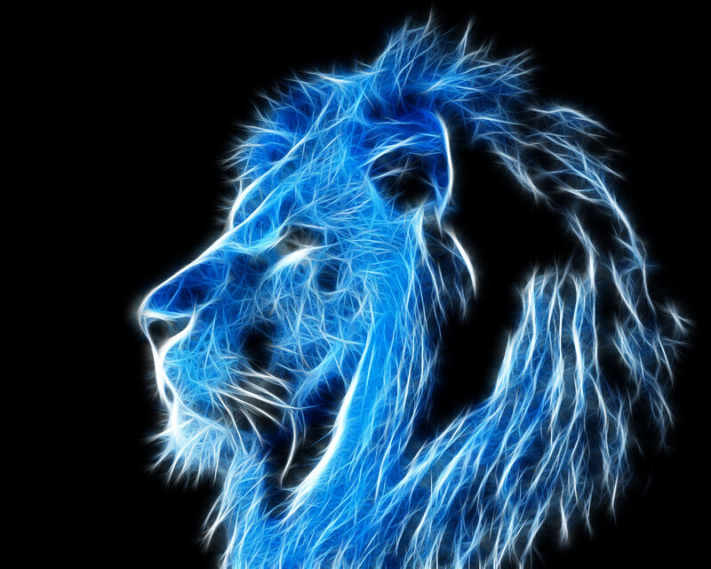 blue electric lion head