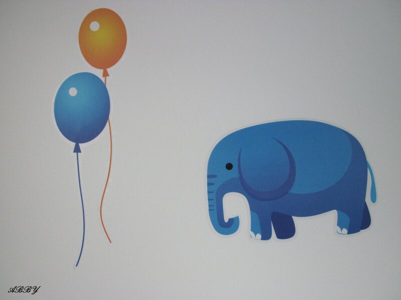 Blue Elephant with Balloons