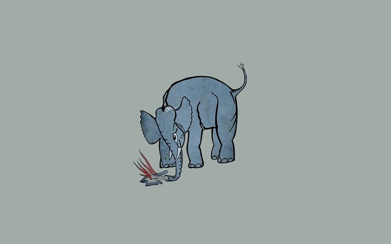 Blue Elephant with Fire