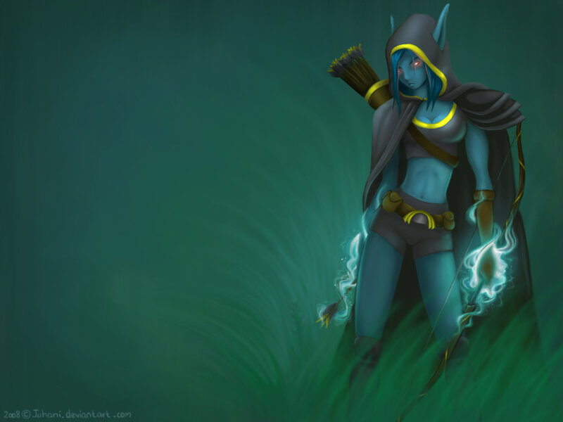 Blue elf archer in forest
