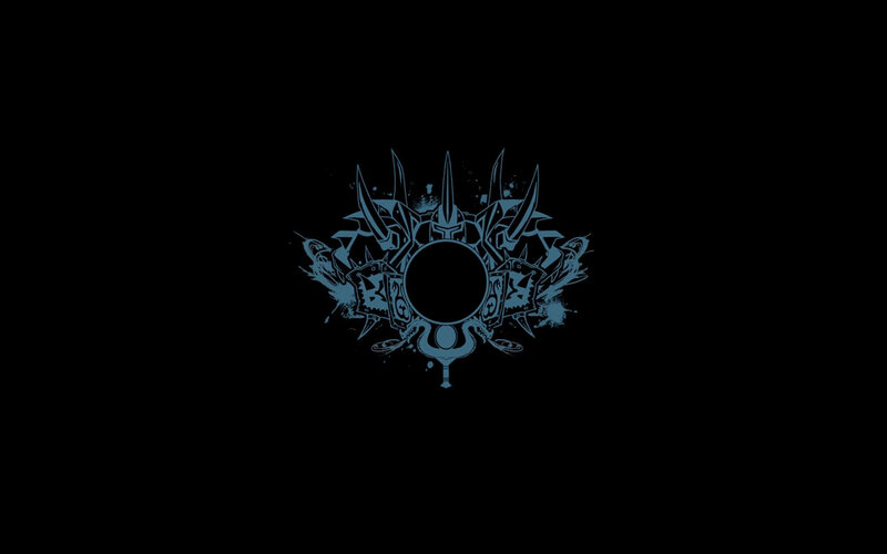 blue emblem on black background
