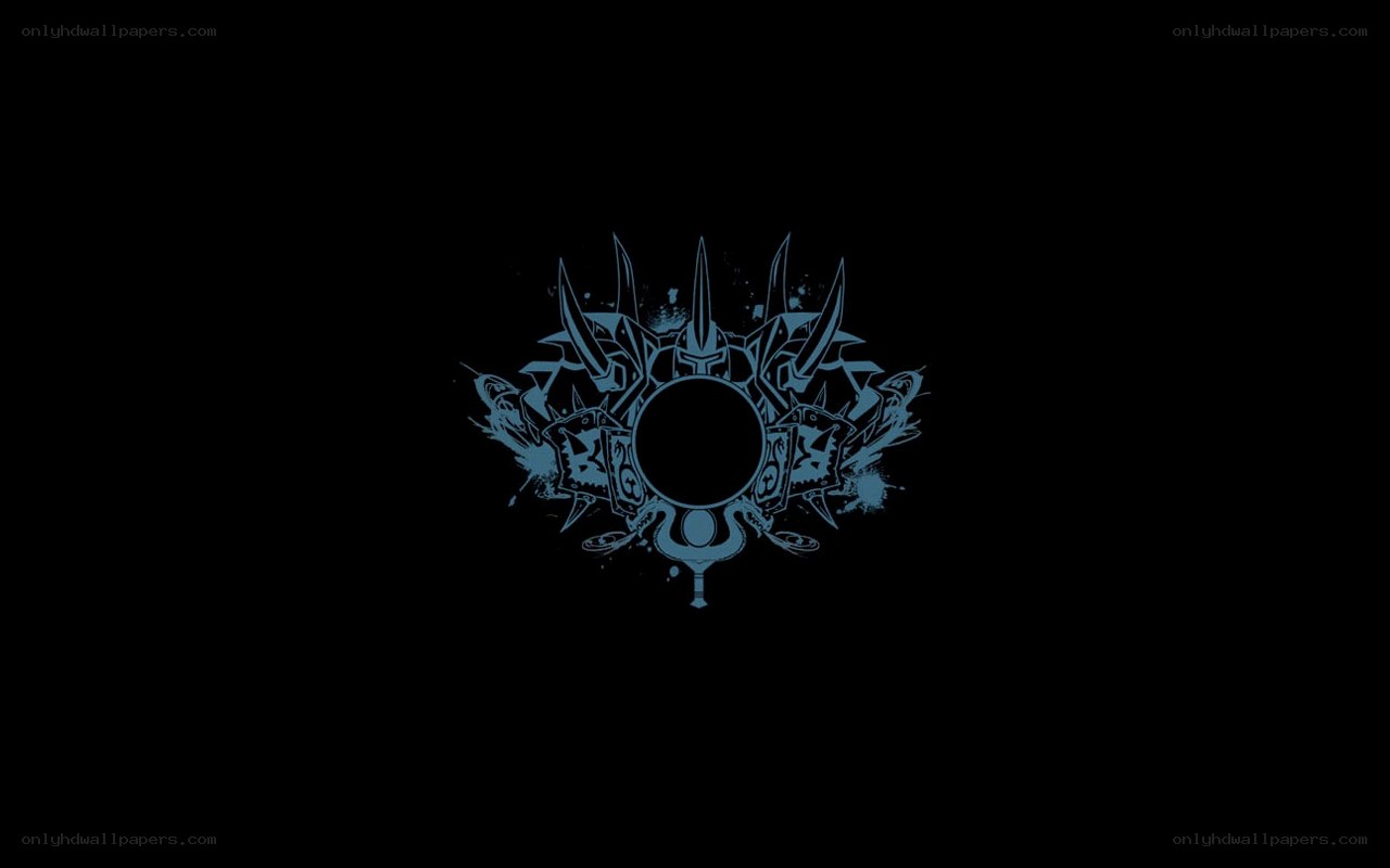 blue emblem on black background