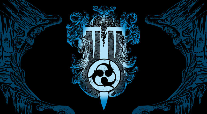 blue emblem with skull and trident