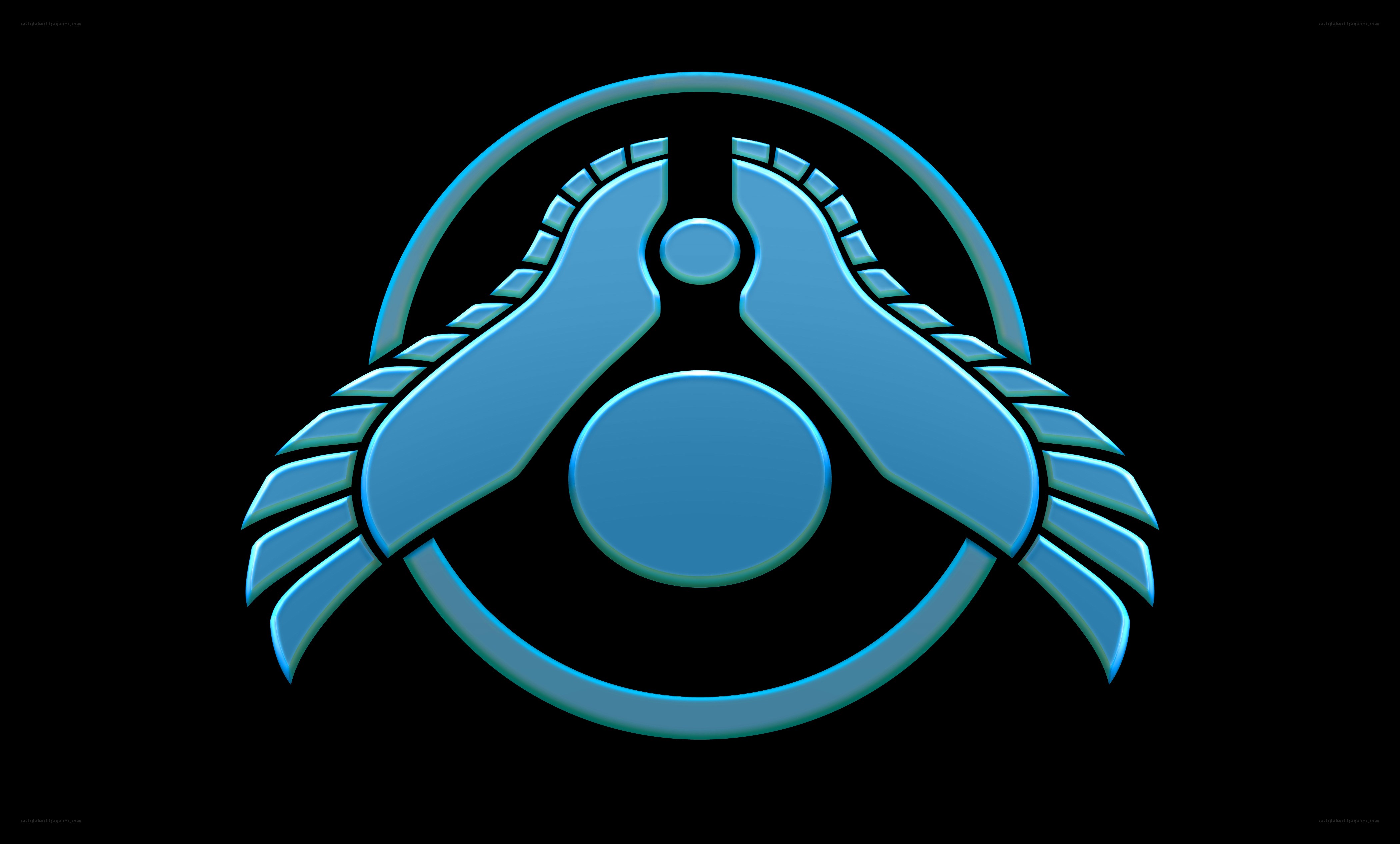 blue emblem with wings