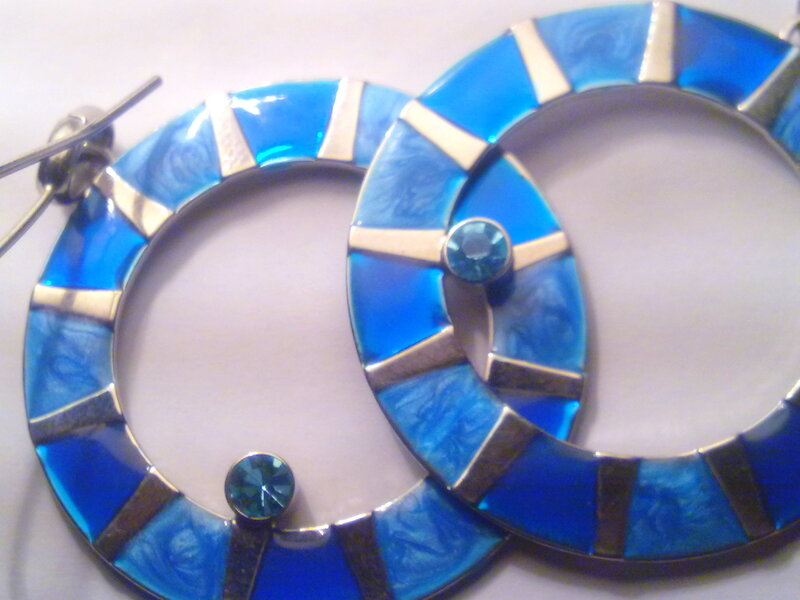 Blue Enamel Earrings