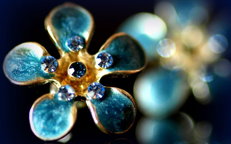 Blue Enamel Flower Brooch