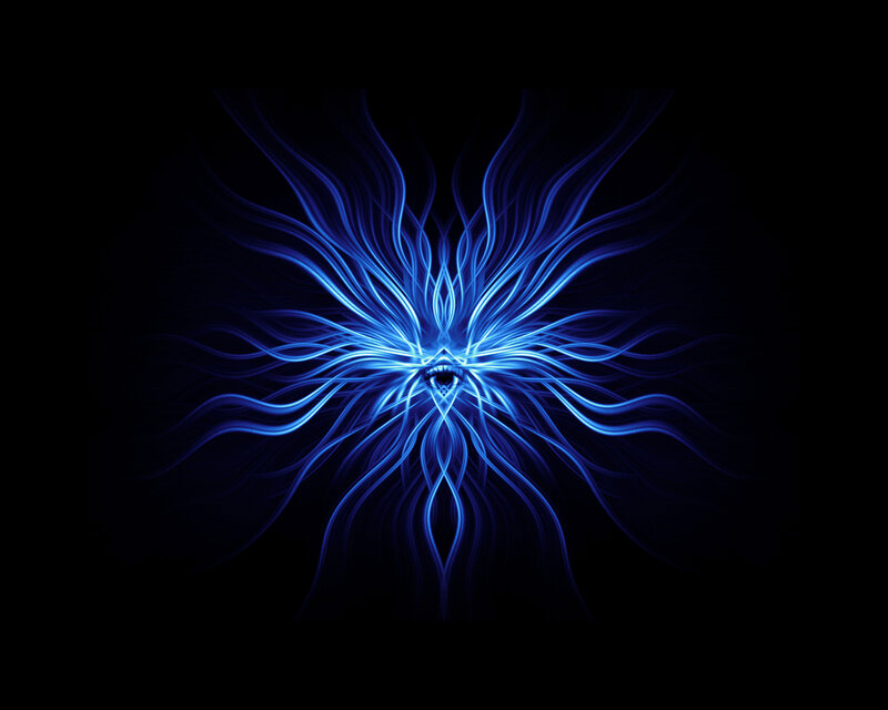 Blue Energy Burst — Dramatic, Digital Art, Light, Darkness