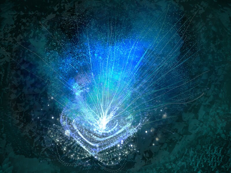 Blue Energy Burst — Dramatic, Digital Art, Particles
