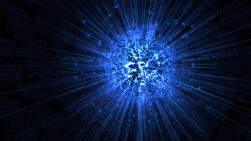 Blue Energy Burst — Energetic, Digital Art, Light Rays