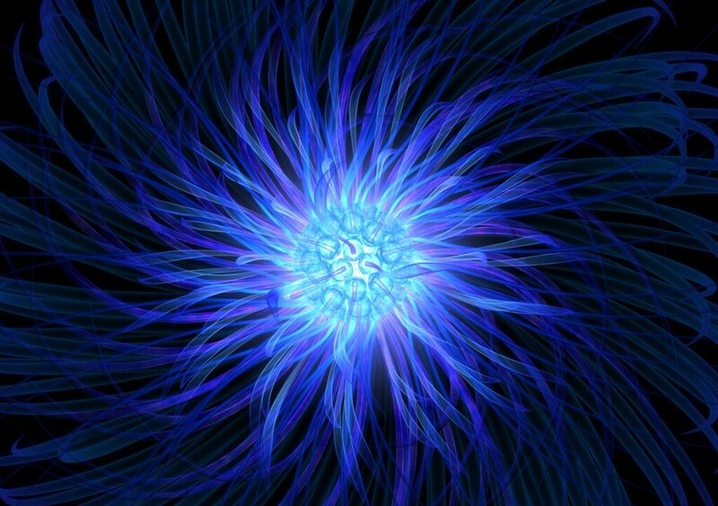 Blue Energy Burst — Energetic, Digital Art