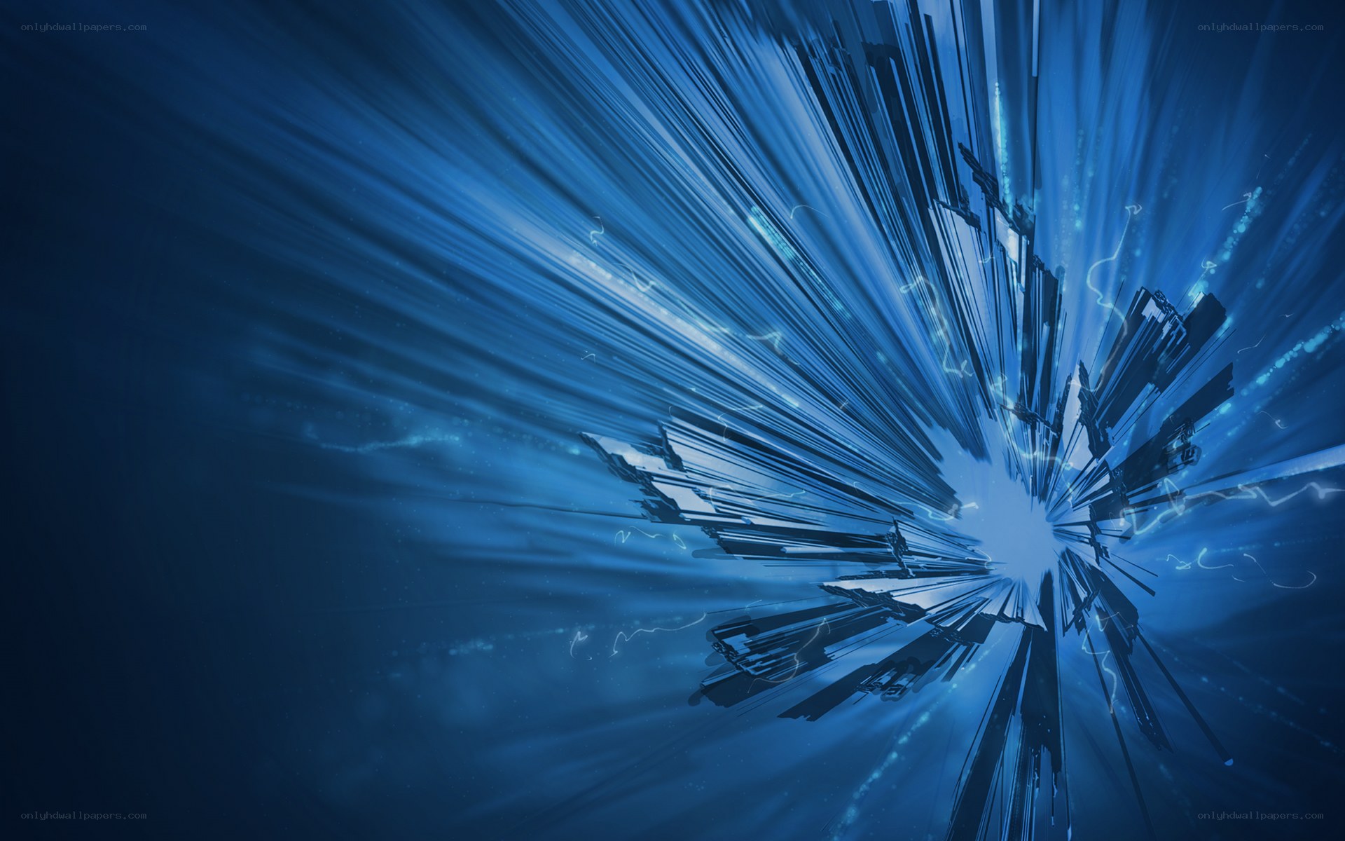 blue energy burst explosion