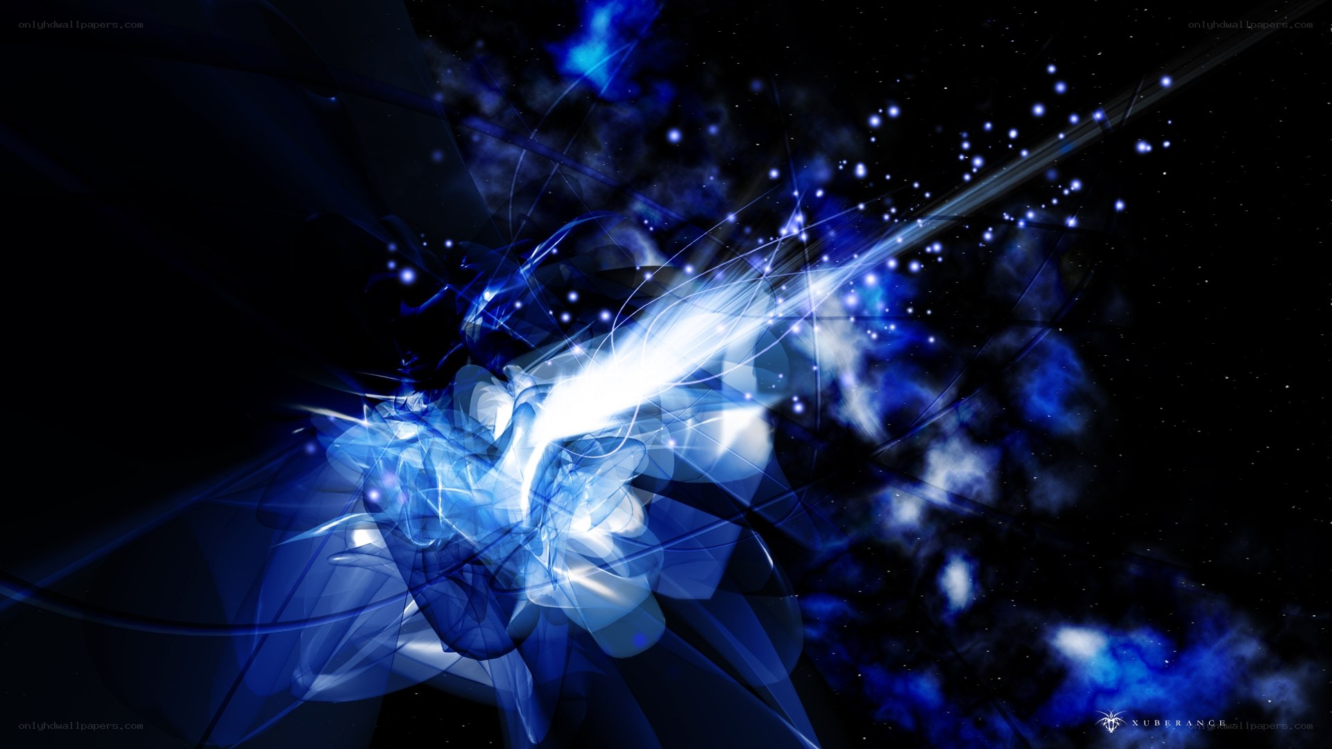 blue energy burst in space