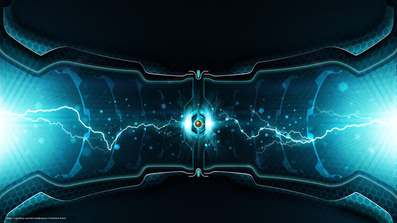 Blue Energy Core — Dramatic, Digital Art, Lightning, Honeycomb Pattern